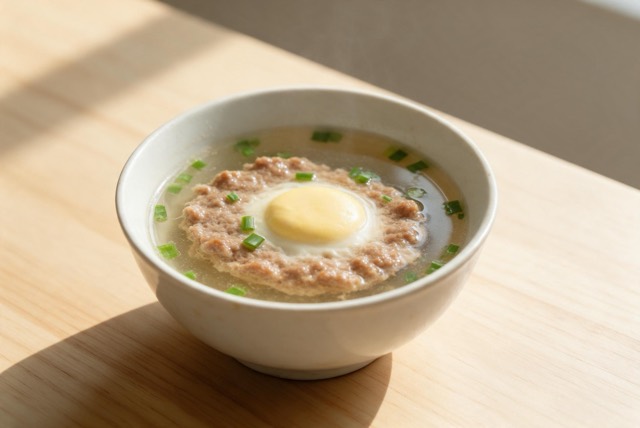肉饼蒸蛋汤