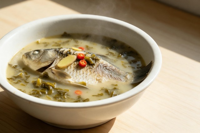 酸腌菜鲫鱼汤