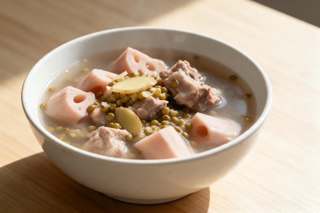莲藕绿豆排骨汤