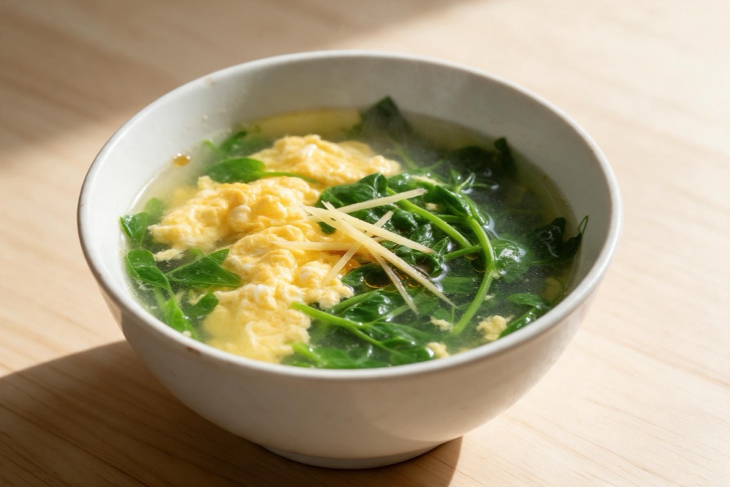 豌豆尖鸡蛋汤