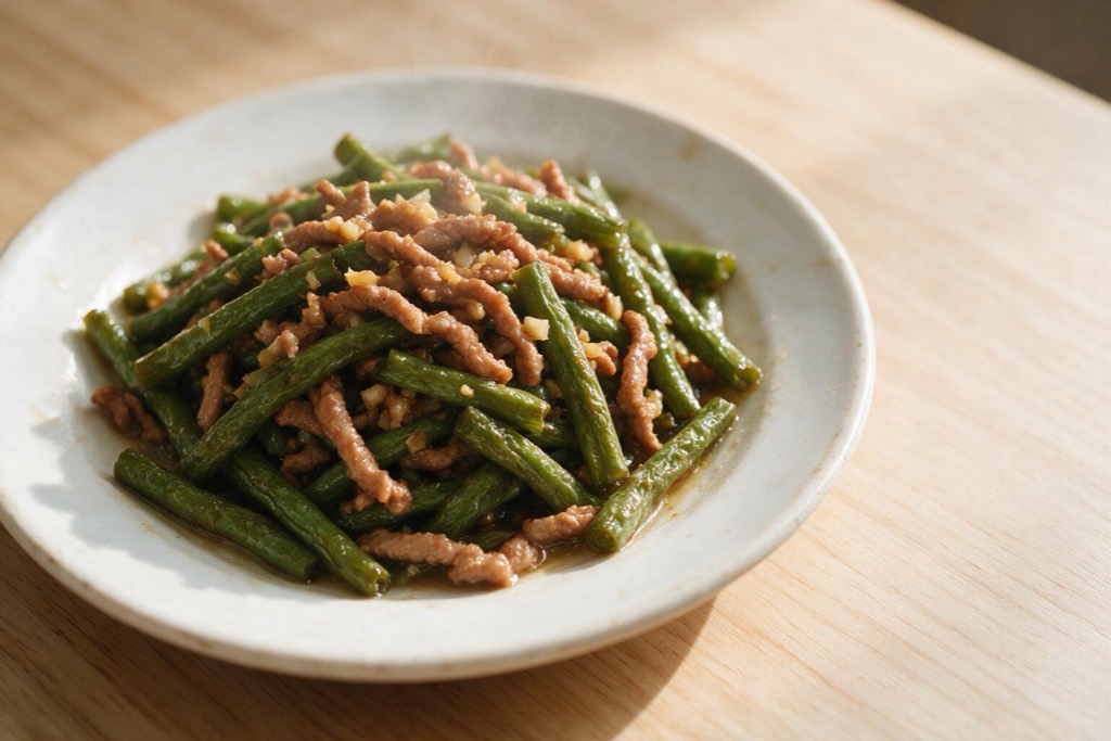 豆角炒肉丝