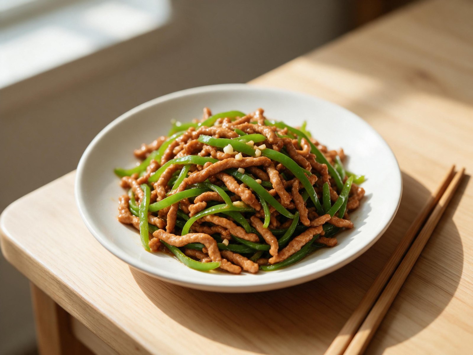 青椒肉丝的做法｜怎么做才嫩？肉丝不柴、青椒脆绿的完整步骤（2人份）
